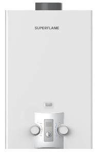 SuperFlame Колонка газовая  10л (20кВт) белая серебристая панель SF0320