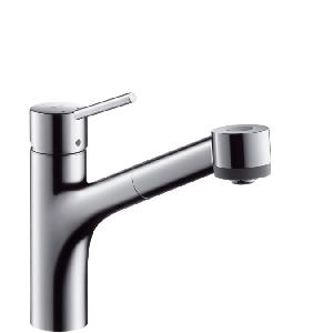 Hansgrohe 32841000 TALIS S Смесит для кухни с выдвижным душем, аэратор QuickClean, поворотный излив 150 градусов, стандартная и душевая струя, защита от обратного потока воды, гибкая подводка 3/8"